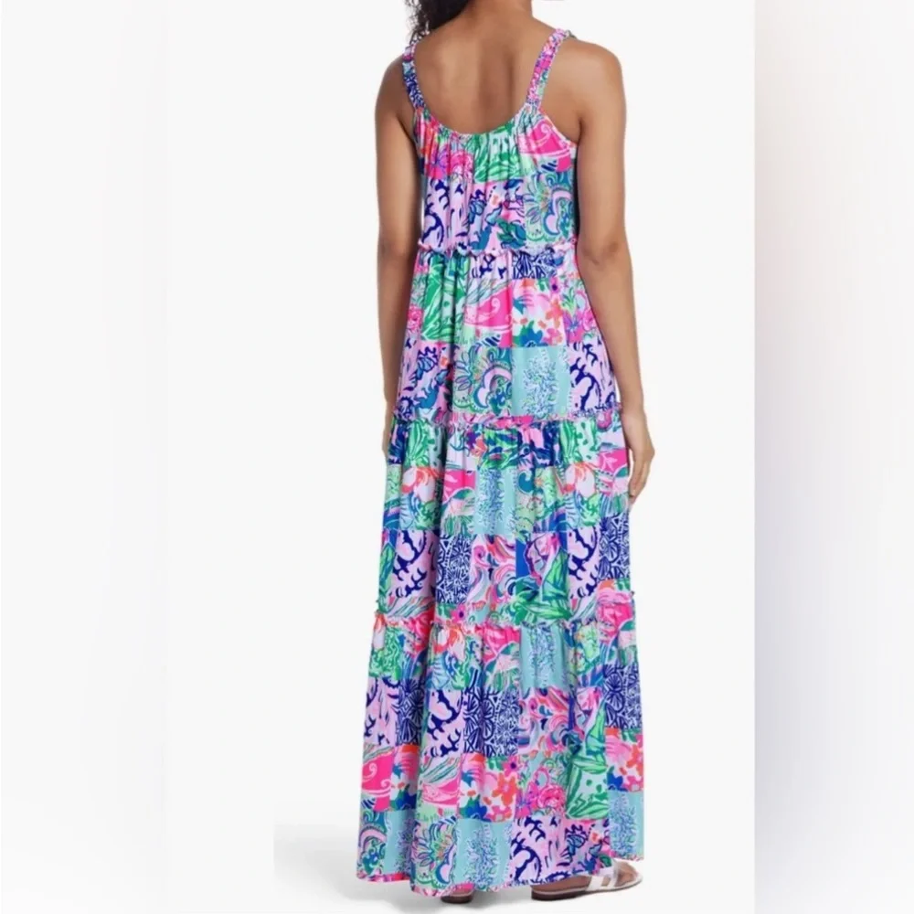 Lilly Pulitzer Loro Tiered Maxi Dress in Multi Patch to Match - Large - EUC - Picture 3 of 16